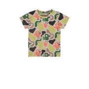 Babyface baby T-shirt met all over print groen/roze/ecru Jongens Stret...