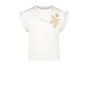 Le Chic T-shirt NOPALY met printopdruk en ruches wit Meisjes Stretchka...