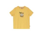 Moodstreet T-shirt met printopdruk zonnig geel Jongens Katoen Ronde ha...