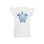 WE Fashion T-shirt met printopdruk wit Meisjes Biologisch katoen Ronde...