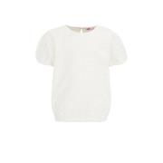 WE Fashion T-shirt wit Meisjes Katoen Ronde hals Effen - 98/104