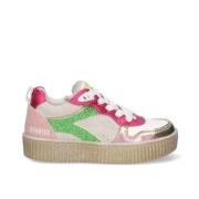 Braqeez leren sneakers roze/groen Meisjes Leer Meerkleurig - 28