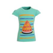 anytime T-shirt met printopdruk mint Blauw Meisjes Katoen Ronde hals P...