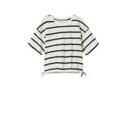 NAME IT KIDS gestreept T-shirt NKFFUNION ecru/zwart Meisjes Katoen Ron...