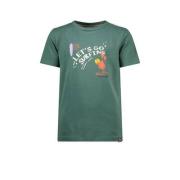 B.Nosy T-shirt Kai met printopdruk groen/ecru Jongens Stretchkatoen Ro...