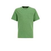 WE Fashion T-shirt groen Jongens Katoen Ronde hals Effen - 122/128
