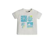 Retour Mini T-shirt Delvin met printopdruk offwhite/aquablauw Ecru Jon...