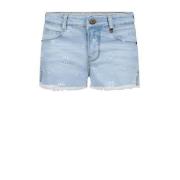 Retour Jeans gebloemde denim short Mette light blue denim Korte broek ...
