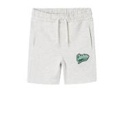 NAME IT KIDS sweatshort NKMDALOVAN met printopdruk lichtgrijs Korte br...