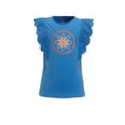 anytime T-shirt met printopdruk blauw Meisjes Polyester Ronde hals Pri...