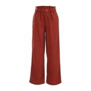 WE Fashion straight fit broek bruin Meisjes Lyocell Effen - 170