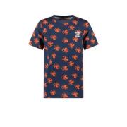 TYGO & vito T-shirt Thijs met all over print donkerblauw/oranje Jongen...