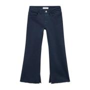 Mango Kids flared jeans donkerblauw Meisjes Denim Effen - 128
