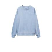 Mango Kids sweater met tekst lichtblauw Tekst - 152(XXS)