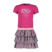 B.Nosy jurk met printopdruk fuchsia/mintgroen/roze Meisjes Stretchkato...