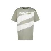 Raizzed T-shirt Hush met printopdruk grijsgroen/wit Jongens Katoen Ron...