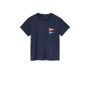 REPLAY T-shirt met printopdruk donkerblauw Jongens Katoen Ronde hals P...