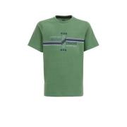 WE Fashion T-shirt met printopdruk groen Jongens Katoen Ronde hals Pri...