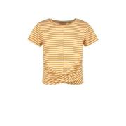 Vingino gestreept T-shirt Ireen lichtbruin/ecru Top Meisjes Polyester ...