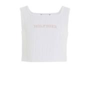 Tommy Hilfiger top met tekst wit/lichtroze T-shirt Meisjes Katoen Rond...