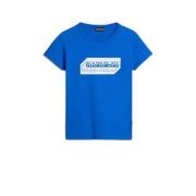 Napapijri T-shirt met logo blauw Jongens Katoen Ronde hals Logo - 176