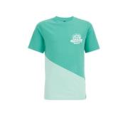 WE Fashion T-shirt turquoise/lichtblauw Groen Jongens Katoen Ronde hal...