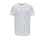 KIDS ONLY BOY T-shirt KOBADIS met all over print wit/hemelsblauw Jonge...