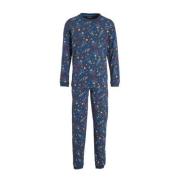 Orange Stars pyjama met all over print donkerblauw Jongens Katoen Rond...