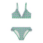 Shiwi triangel bikini Blake met ruches groen/paars/wit Meisjes Polyest...