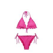 Mango Kids triangel bikini met lurex roze Meisjes Polyamide Effen - 17...