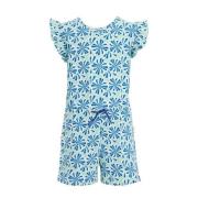 WE Fashion jumpsuit met all over print blauw Meisjes Stretchkatoen Ron...