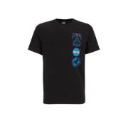 WE Fashion T-shirt met backprint zwart/blauw Jongens Katoen Ronde hals...