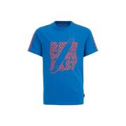 WE Fashion t-shirt blauw/oranje Jongens Katoen Ronde hals Printopdruk ...