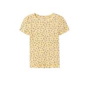NAME IT MINI gebloemd T-shirt NMFJAIDA geel/lila Meisjes Katoen Ronde ...