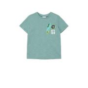 s.Oliver T-shirt met printopdruk petrol Blauw Jongens Katoen Ronde hal...