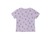 s.Oliver baby T-shirt met all over print lila Paars Meisjes Stretchkat...