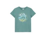 s.Oliver T-shirt met printopdruk petrol Blauw Jongens Katoen Ronde hal...