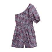 Mango Kids jumpsuit met all over print donkerblauw/paars Meisjes Katoe...