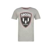 Messi T-shirt Shield met printopdruk grijs melange Jongens Katoen Rond...