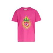 Shoeby T-shirt met printopdruk roze Meisjes Katoen Ronde hals Printopd...