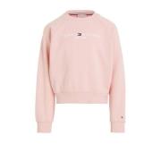 Tommy Hilfiger sweater met logo lichtroze Meisjes Katoen Ronde hals Lo...