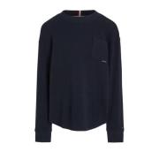 Tommy Hilfiger gemêleerde longsleeve donkerblauw Jongens Katoen Ronde ...