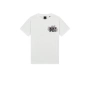 NIK&NIK T-shirt Logo met backprint wit/lavendelblauw Meisjes Katoen Ro...
