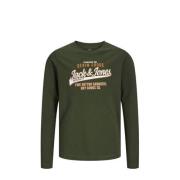 JACK & JONES JUNIOR longsleeve JJELOGO met logo wit Groen Jongens Kato...