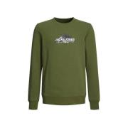 JACK & JONES JUNIOR sweater JCOMOUNTAIN met printopdruk mosgroen Print...