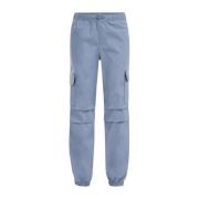 WE Fashion tapered fit cargobroek grijsblauw Jongens Katoen Effen - 11...