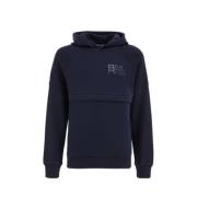WE Fashion hoodie donkerblauw Trui Jongens Sweat Capuchon Effen - 146/...