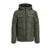 JACK & JONES JUNIOR gewatteerde winterjas JJMASON donkergroen Jongens ...