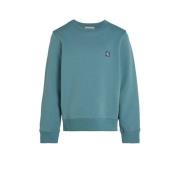 Calvin Klein sweater met logo zeeblauw Jongens/Meisjes Katoen Ronde ha...