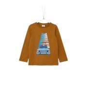 s.Oliver longsleeve met printopdruk camel Bruin Jongens Katoen Ronde h...